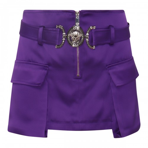 BRIGHT DARK ORCHID SILK BLEND MINI SKIRT