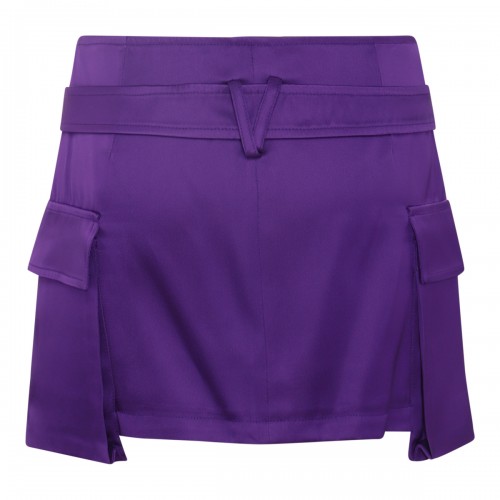 BRIGHT DARK ORCHID SILK BLEND MINI SKIRT