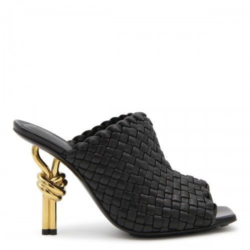 BLACK LEATHER KNOT MULES...