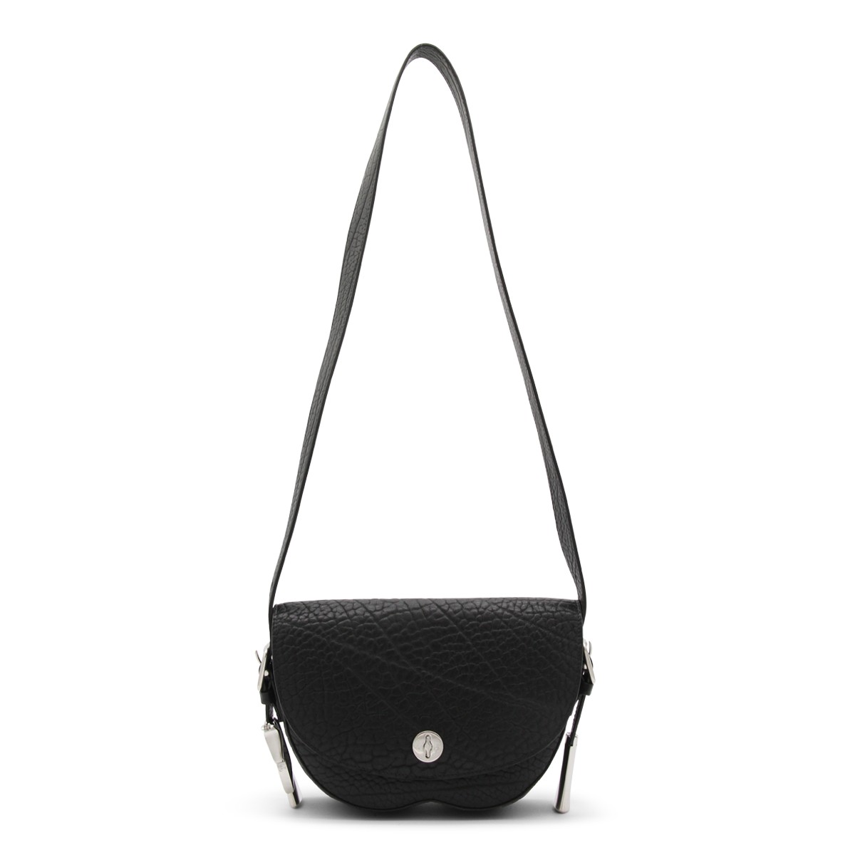 BLACK LEATHER CHESS SHOULDER BAG