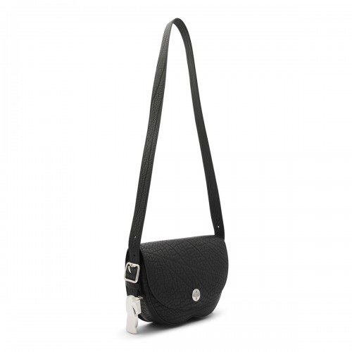 BLACK LEATHER CHESS SHOULDER BAG