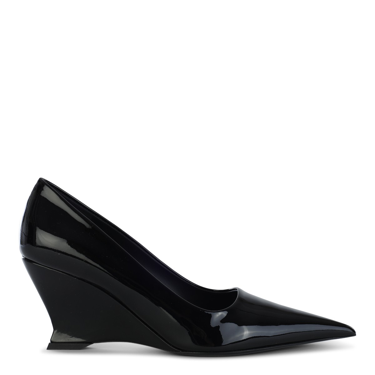 BLACK LEATHER VIOLA PUMPS