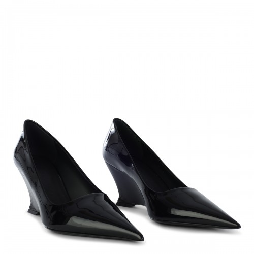 BLACK LEATHER VIOLA PUMPS