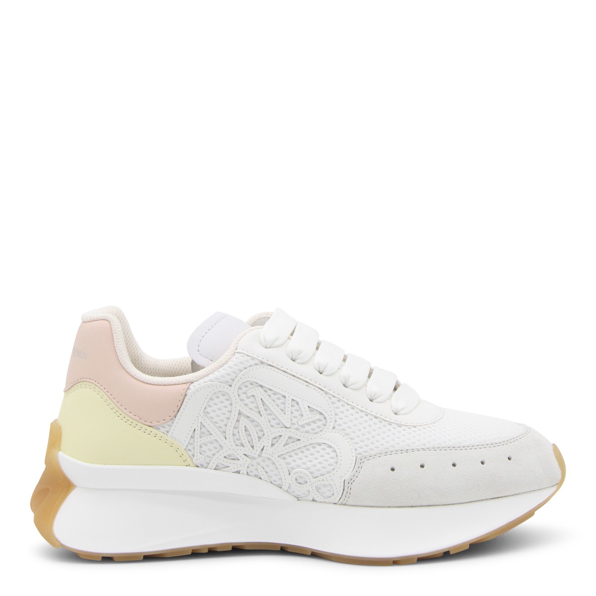 WHITE PINK AND YELLOW SPRINT RUNNER SNEAKERS