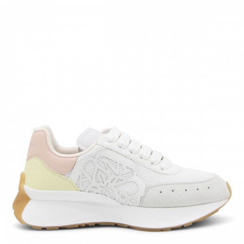 WHITE PINK AND YELLOW SPRINT RUNNER SNEAKERS