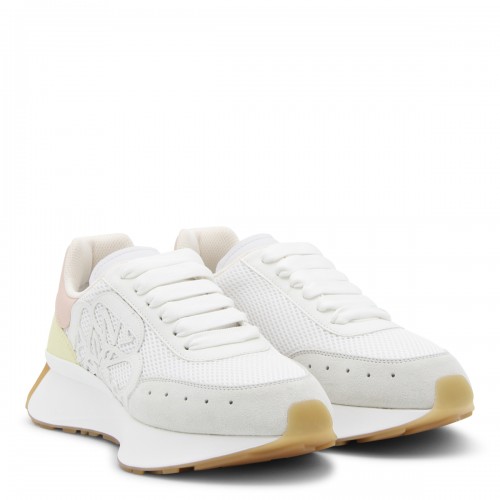 WHITE PINK AND YELLOW SPRINT RUNNER SNEAKERS