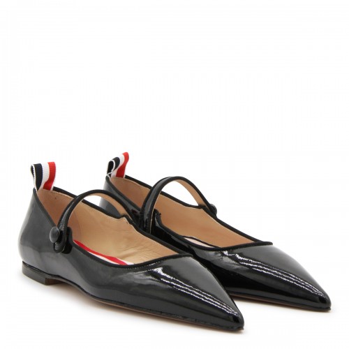 BLACK LEATHER MARY JANE FLATS