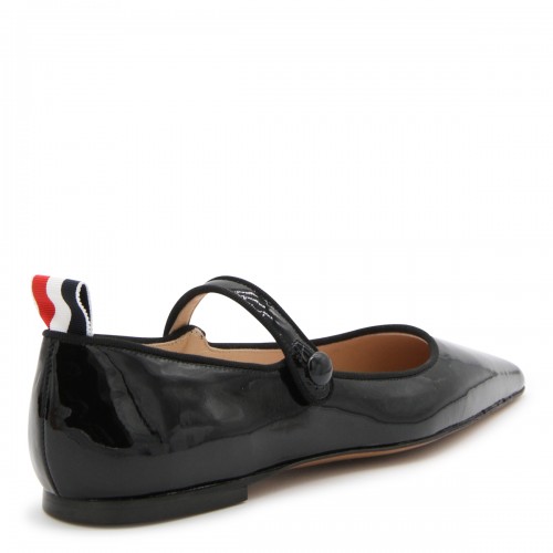 BLACK LEATHER MARY JANE FLATS