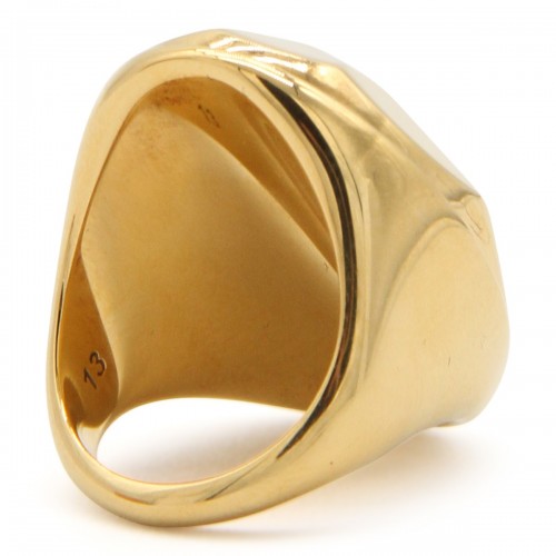 GOLD-TONE METAL LOGO RING