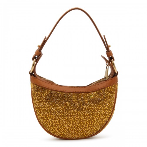 CARAMEL VISCOSE AND SILK BLEND REPEAT SHOULDER BAG