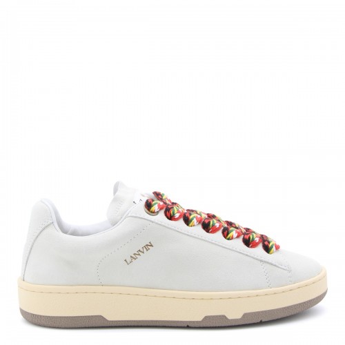 WHITE LEATHER LITE CURB SNEAKERS 