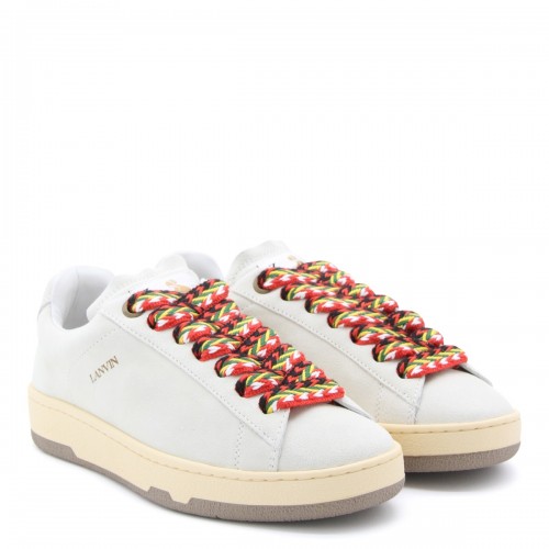 WHITE LEATHER LITE CURB SNEAKERS 