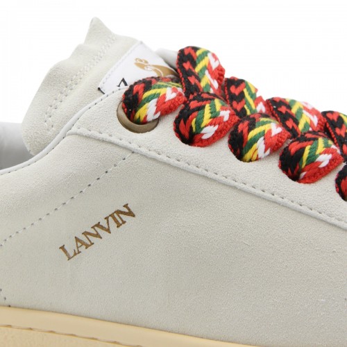 WHITE LEATHER LITE CURB SNEAKERS 