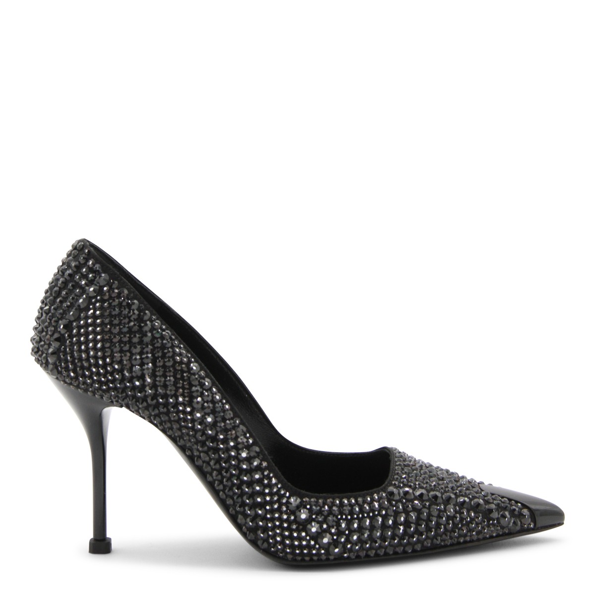 BLACK SILK AND VISCOSE BLEND PUNK PUMPS