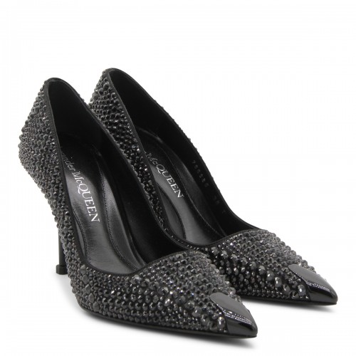 BLACK SILK AND VISCOSE BLEND PUNK PUMPS