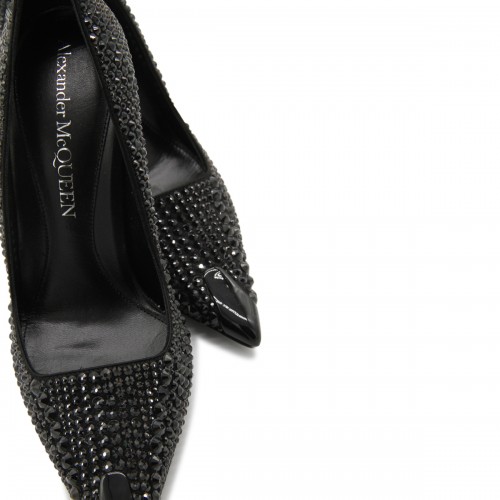 BLACK SILK AND VISCOSE BLEND PUNK PUMPS