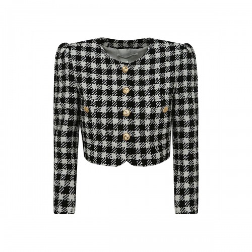 BLACK AND WHITE VIRGIN WOOL BLEND BLAZER