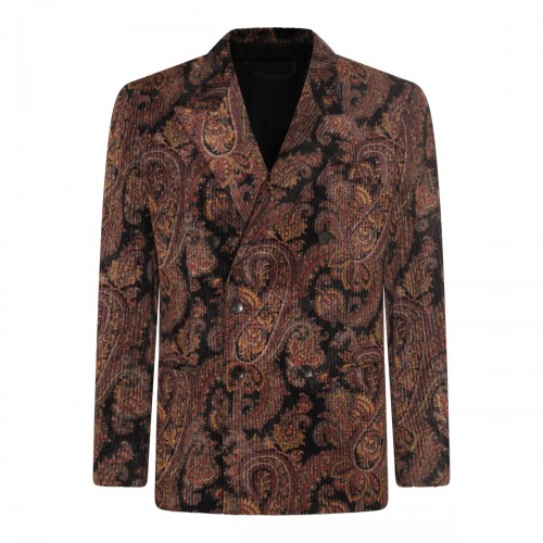 MULTICOLOUIR COTTON AND VISCOSE BLEND PAISLEY CORDUROY BLAZER