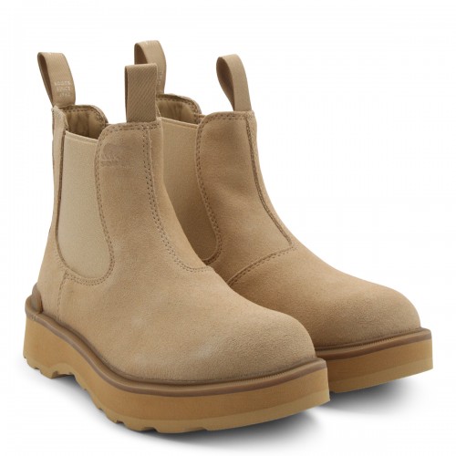 BEIGE LEATHER CHELSEA BOOTS 