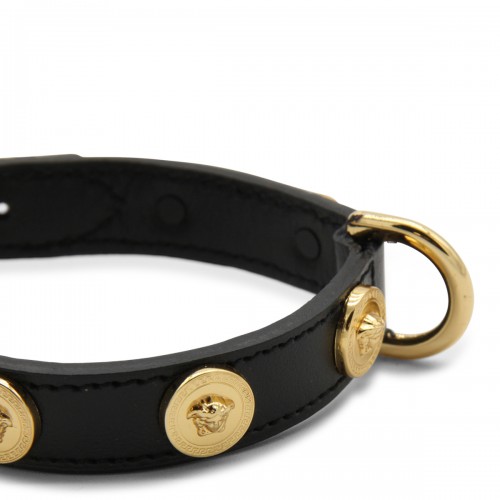 BLACK LEATHER MEDUSA ANIMAL COLLAR