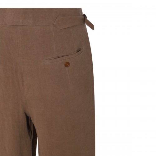 BROWN LINEN BERTRAM PANTS 