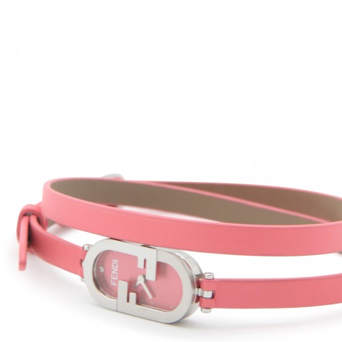 PINK LEATHER ANS SILVER WATCHE