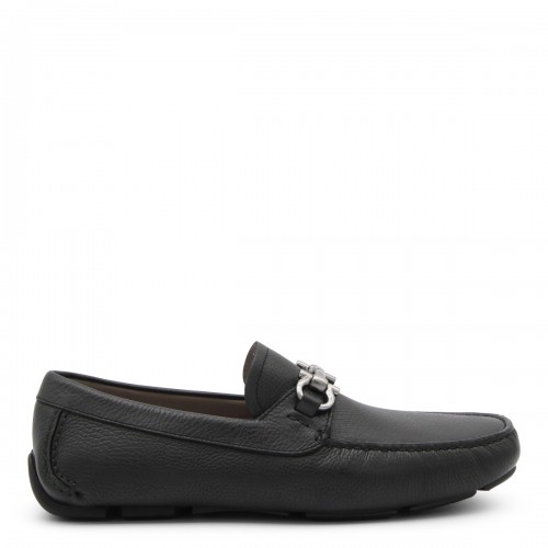 BLACK LEATHER DRIVER GANCINI LOAFERS