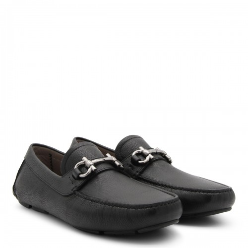 BLACK LEATHER DRIVER GANCINI LOAFERS