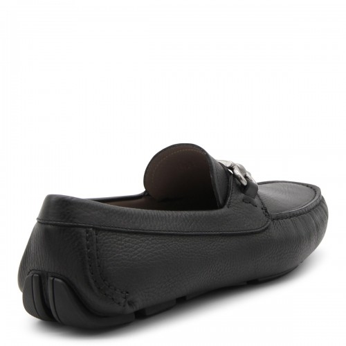 BLACK LEATHER DRIVER GANCINI LOAFERS