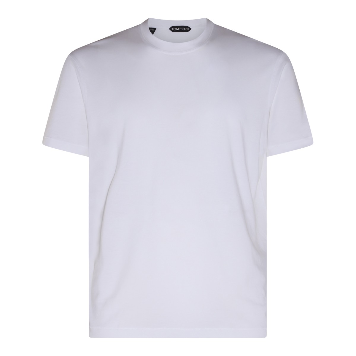 WHITE COTTON BLEND T-SHIRT