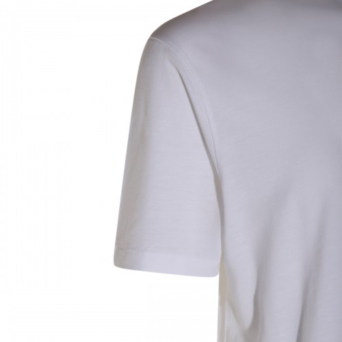 WHITE COTTON BLEND T-SHIRT