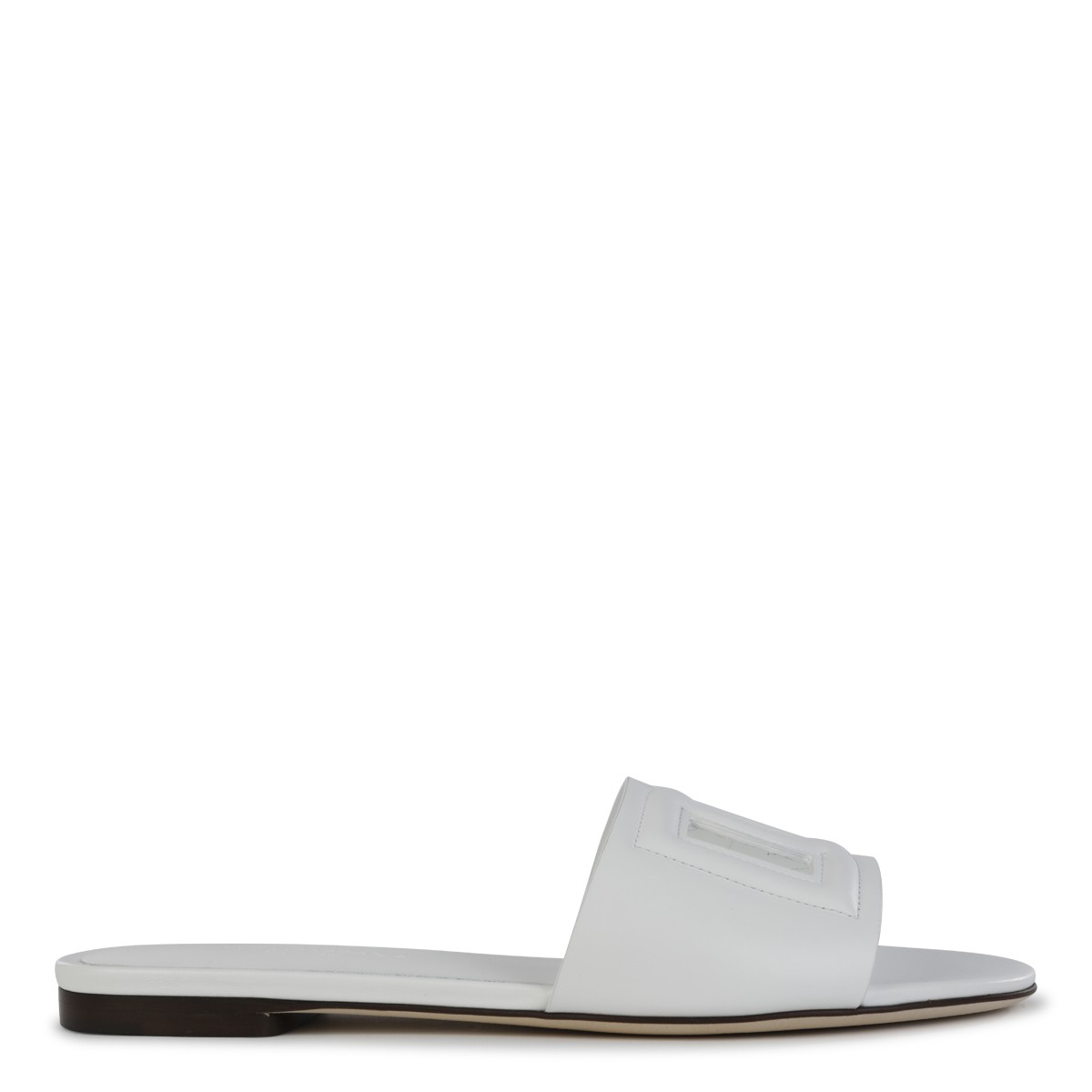 WHITE LEATHER DG MILLENNIALS SLIDES