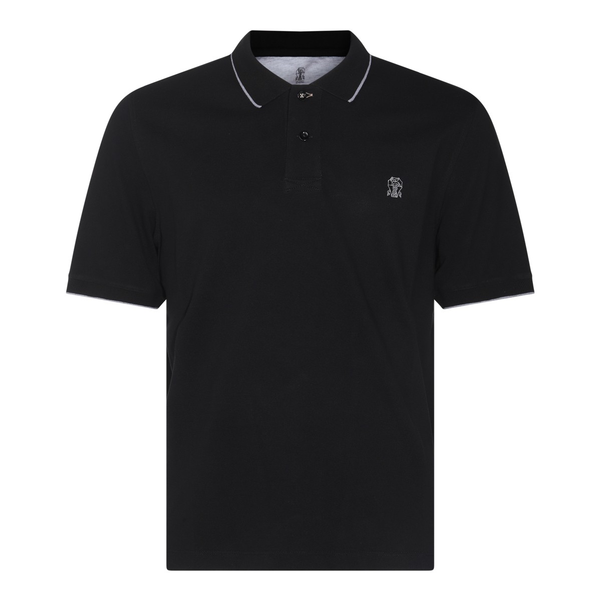 BLACK COTTON POLO SHIRT