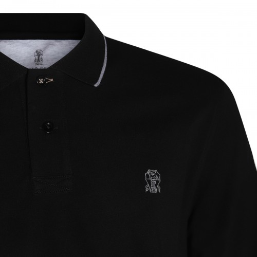 BLACK COTTON POLO SHIRT