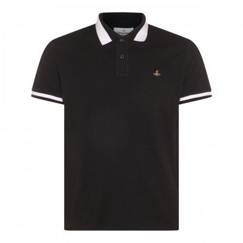 BLACK AND WHITE COTTON POLO SHIRT