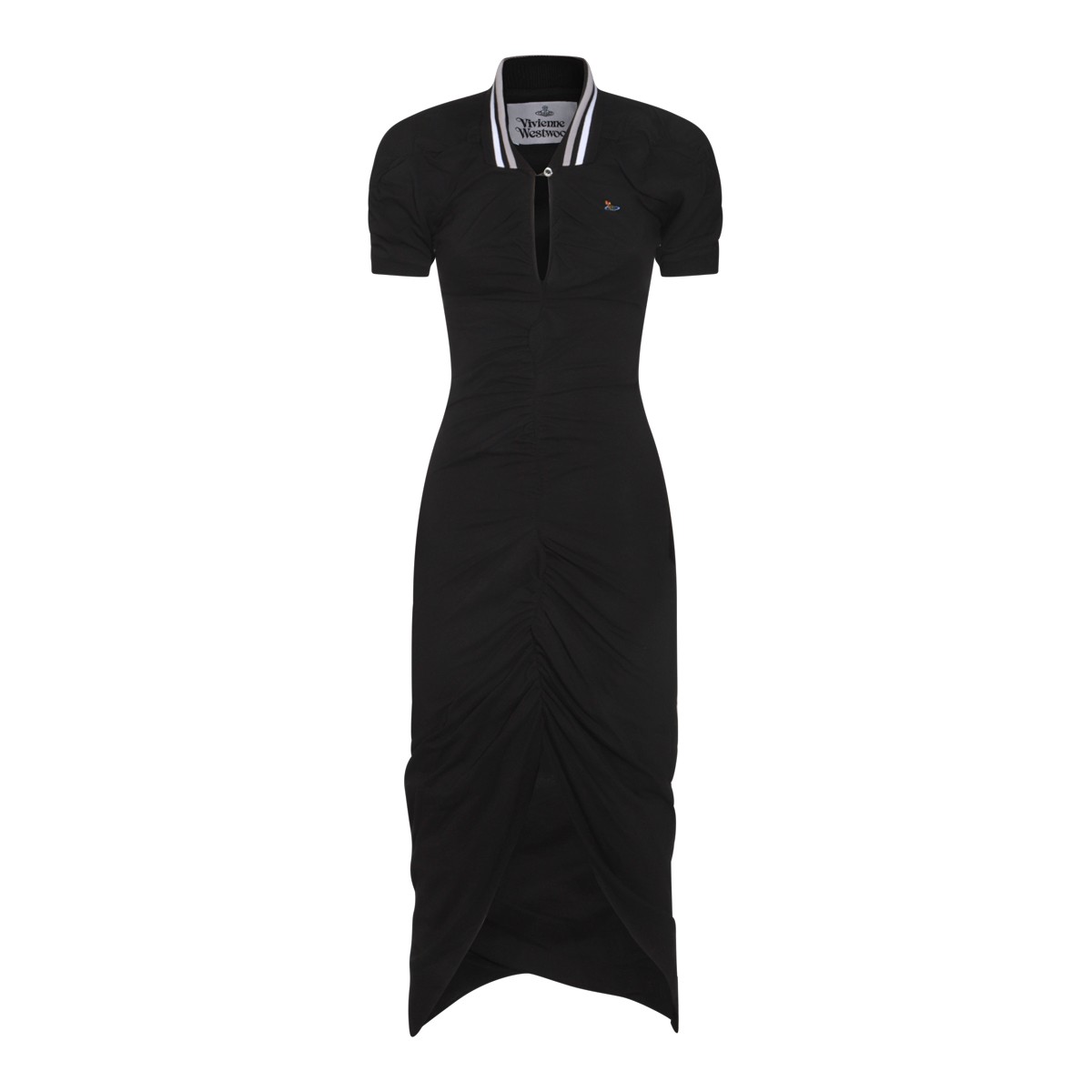 BLACK COTTON MIDI DRESS