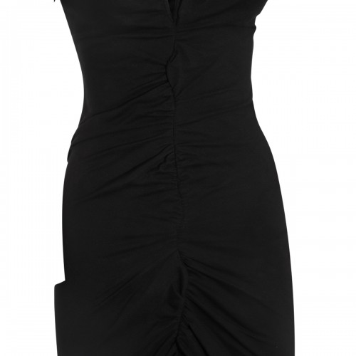 BLACK COTTON MIDI DRESS