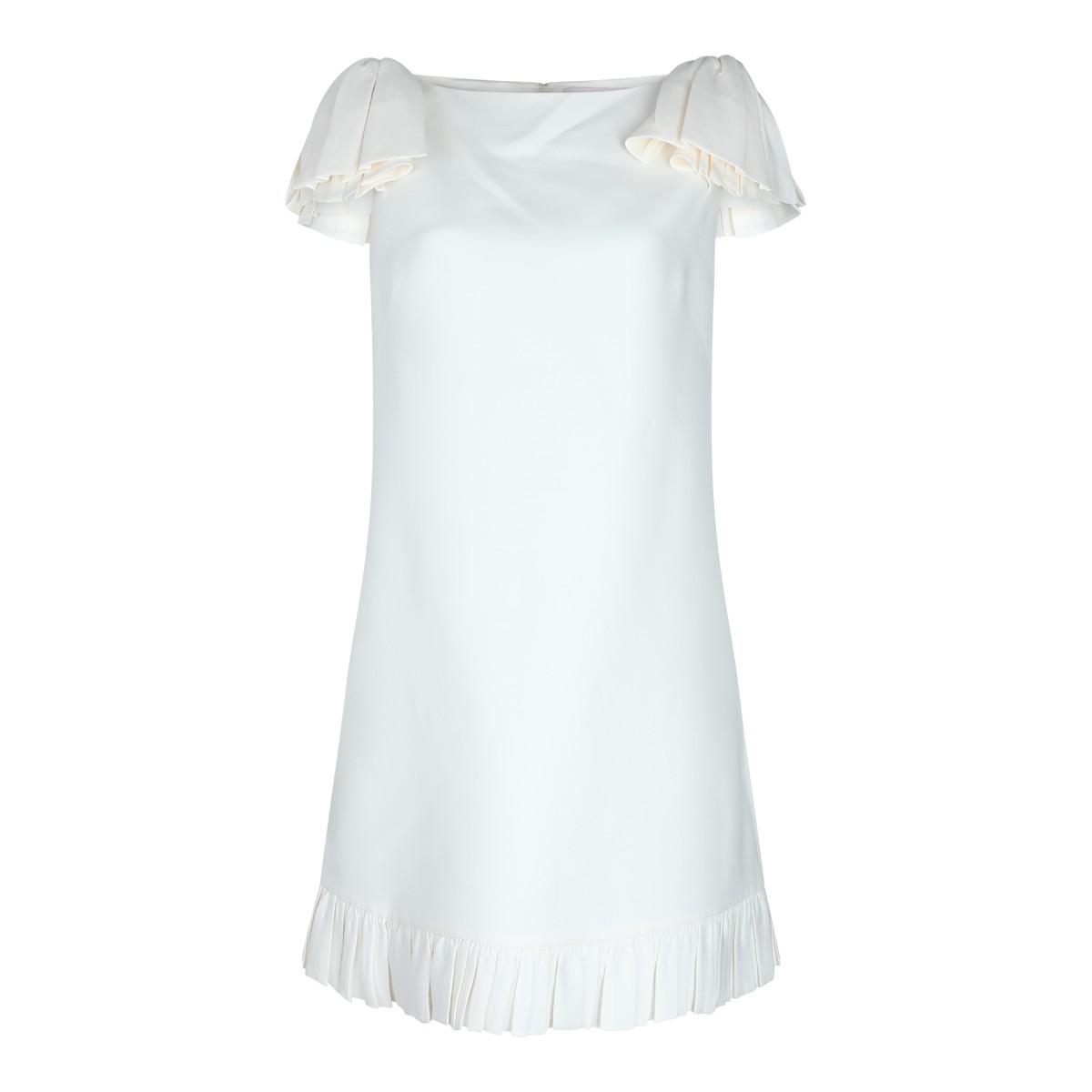 WHITE WOOL MINI DRESS