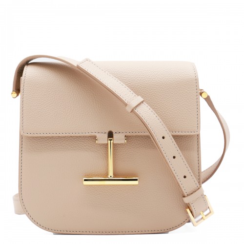 BEIGE LEATHER CROSSBODY BAG