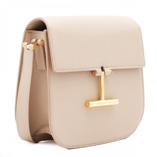 BEIGE LEATHER CROSSBODY BAG