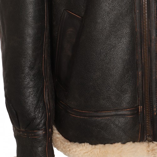 BLACK AND BROWN LEATHER JACKET