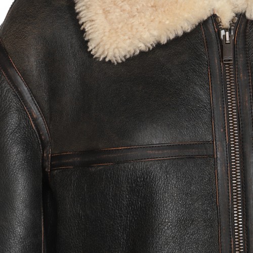 BLACK AND BROWN LEATHER JACKET