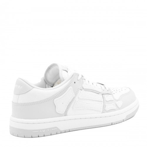 WHITE AND GREY LEATHER SNEAKERS