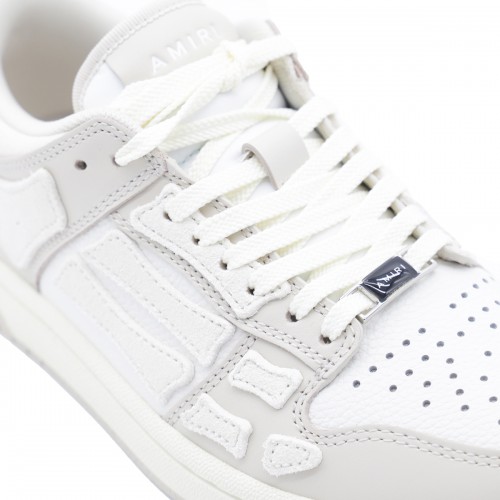 WHITE AND GREY LEATHER SNEAKERS