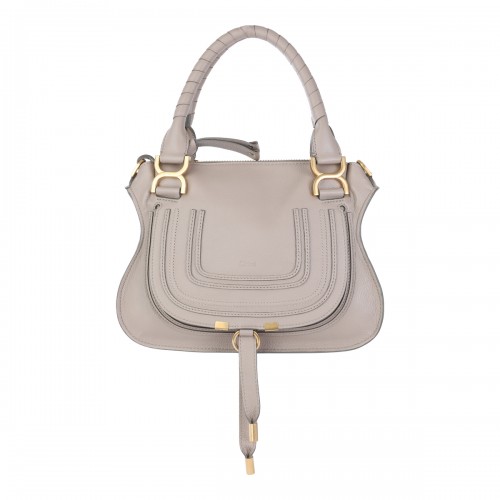 LIGHT GREY MARCIE LEATHER TOP HANDLE BAG