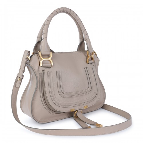 LIGHT GREY MARCIE LEATHER TOP HANDLE BAG