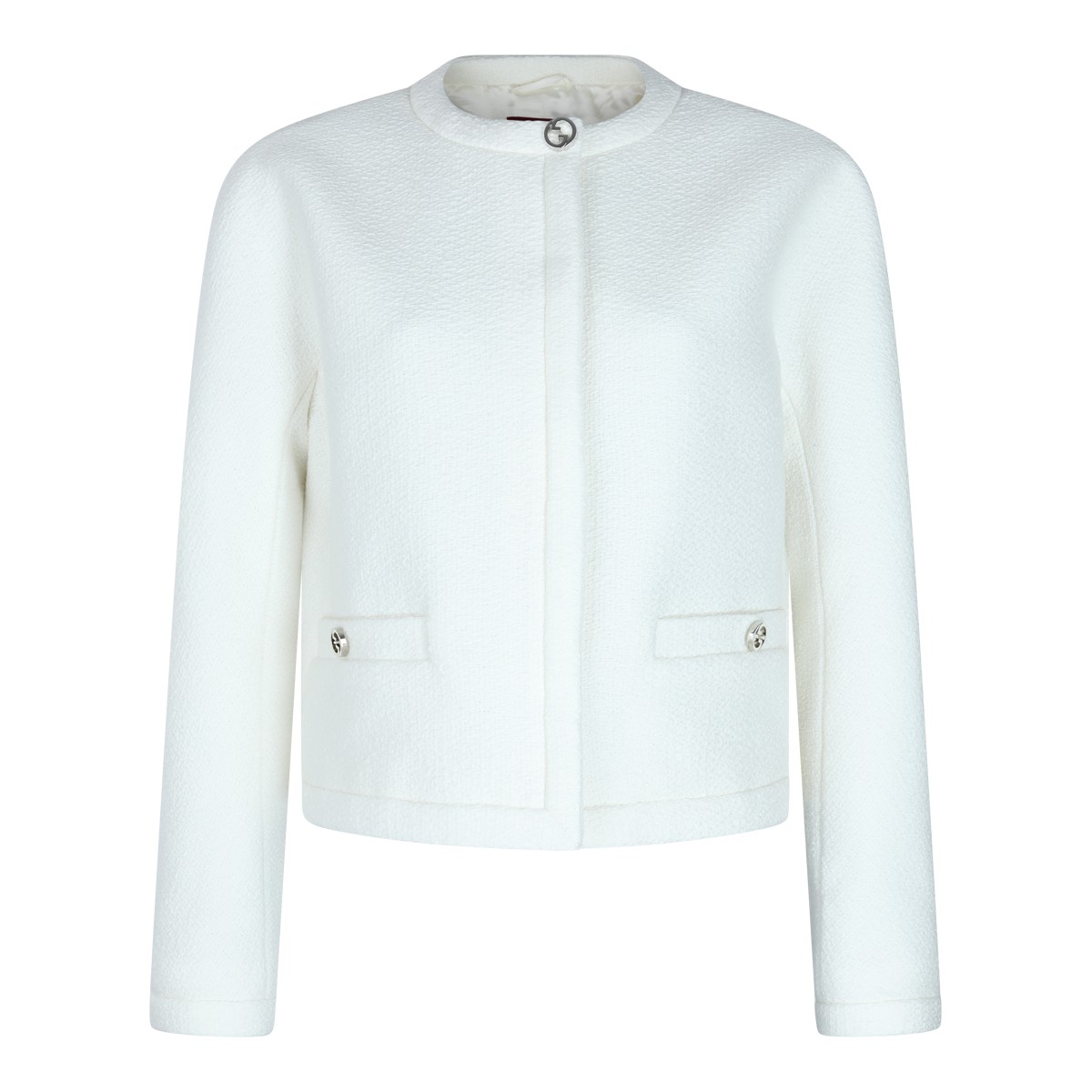 WHITE WOOL CASUAL JACKET