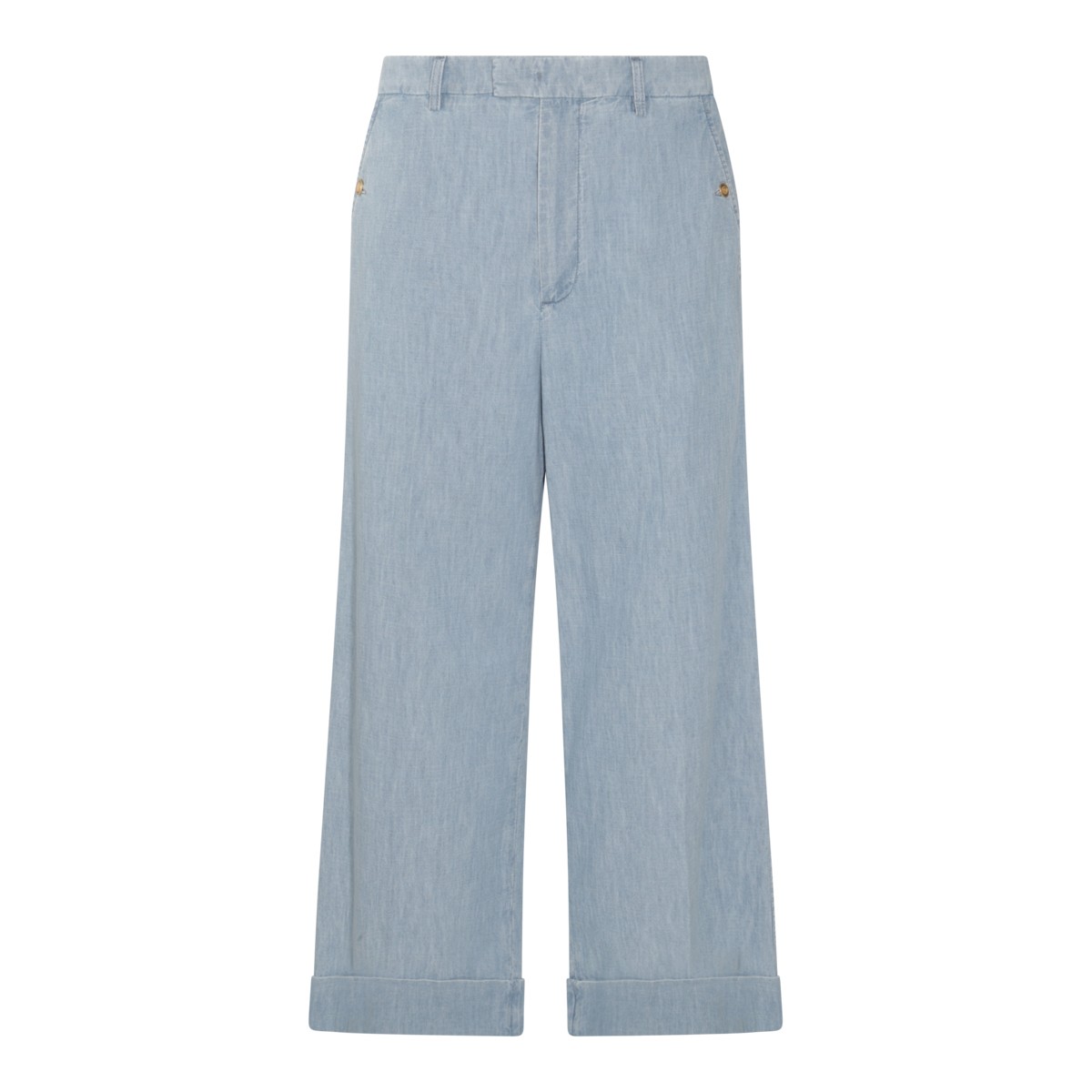 LIGHT BLUE COTTON DENIM PANTS