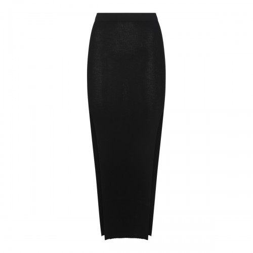 BLACK COTTON MIDI SKIRT