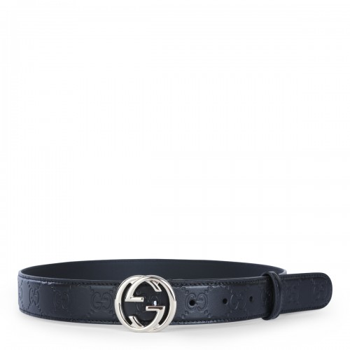 BLACK AND SILVER LEATHER BELT